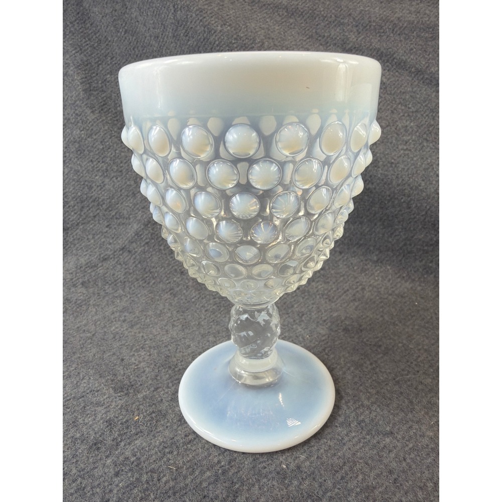 Fenton Moonstone Hobnail Opalescent‎ Glass Goblets Set of 6 White Vintage MCM - Picture 8 of 8